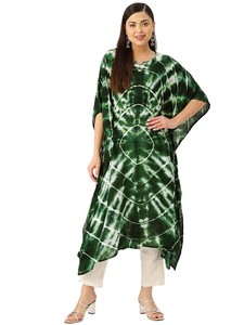 High Quality Designer Rayon <b>Kaftan</b> Tie Dyed <b>Summer</b> Daily Wear Regular Fit O-Neck Washable Three Quarter Sleeve Best Price - Product Image 1