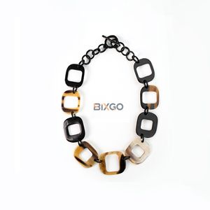 Cadena de Eslabones Cuadrados de Cuerno de Búfalo BIXGO Exótica, Joyería de Alta Gama, Moderna y Sofisticada, Hecha a Mano, para Regalo - Product Image 1