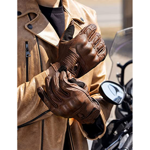 Full <b>Finger</b> Leather Racing Gloves for Motorbike Riders with Non Slip Grip Reinforced Stitching and Wrist <b>Support</b> - Product Image 6