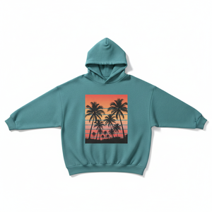 High Quality Hoodie Palm Tree Print <b>Pullover</b> Thick Fleece Oversize Loose Custom Eco-friendly Organic Cotton Hoodie - Product Image 6