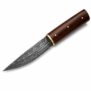 Couteau Viking Seax fait main - Lame en acier Damas avec manche en bois et étui en cuir - Product Image 5