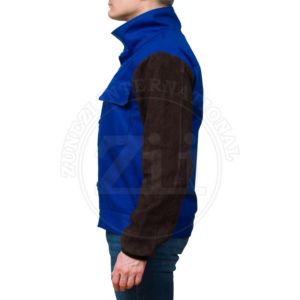 เสื้อกั๊กนิรภัยสีน้ำเงินสำหรับผู้ชาย ปรับระดับได้ ปิดด้วยแถบตีนตุ๊กแก กระชับพอดีตัว ผลิตจากผ้าฝ้าย FR ป้องกันไอน้ำระดับสูง เหมาะสำหรับงานเชื่อม - Product Image 2