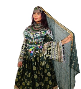 ชุดเดรสดีไซน์เนอร์สำหรับทั้งชายและหญิงชุดเดรสปักลายเหรียญปอมปอมปอมลูกไม้ลายวัฒนธรรมชาติพันธุ์อัฟกานิสถานปักกระดุมธรรมชาติ - Product Image 1