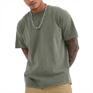 เสื้อยืดทรงบ็อกซ์ฟิตแบบครอป ผ้าคอตตอน ทรงหลวมไหล่ตก สำหรับผู้ชาย ผ้าไม่ยับ - Product Image 1