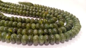 Perles de pierres précieuses en quartz tourmaline verte naturelle, rondelles de 8 mm, 8 pouces - Product Image 6