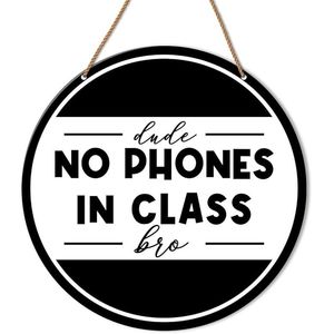 ป้ายไม้แขวนผนังตกแต่งห้องเรียนมัธยมต้นตลกๆ พร้อมข้อบังคับห้ามใช้โทรศัพท์สำหรับมัธยมปลาย - Product Image 1