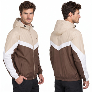 Custom Embroidered Logo Men's Hooded <b>Windbreaker</b> Jacket Hiking <b>Camping</b> Waterproof Zipper Hoodie 100% Nylon Men Rain Jackets - Product Image 4