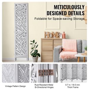 "6 Panel Folding Privacy <b>Screen</b> #### <b>Screens</b> Room Dividers #### 66.9" Tall Carved Wood Divider #### Indoor #### Portable #### - Product Image 5