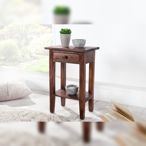 Vandana Classic Structure Side <b>Table</b> HEMINGWAY 55cm Coffee Mahogany Wood Modern Bedroom Home Office <b>Telephone</b> <b>Table</b> - Product Image 3
