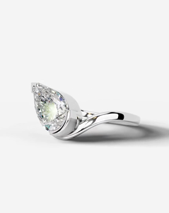S925 Sterling <b>Silver</b> rhodium Plated Set pear Cut Moissanite GRA Certified Engagement Wedding <b>Ring</b> - Product Image 4