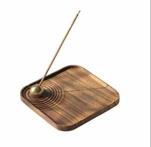 Brûleur d'encens en bois très prisé avec plateau en bois, fumée aromatique, décoration moderne pour un salon chaleureux - Product Image 6