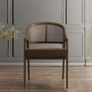 Luxurious Brown Rattan & Black Finish Wooden Dining <b>Chair</b> for Home Hotel Kitchen Villa Restaurant Use - Product Image 1
