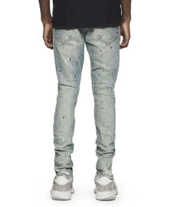 กางเกงยีนส์ผู้ชายสไตล์สตรีทแฟชั่น เอวสูง ทรงฮิปฮอป กระชับรูปทรง สีพื้น ล้างสี ทำสี และขาดๆ แต่งลายพ่นสี ผ้ายีนส์ยืด - Product Image 6