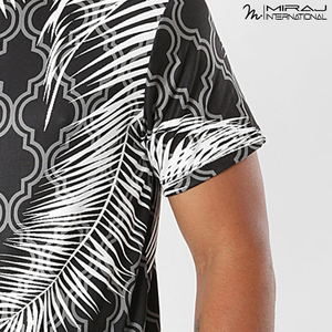 T-shirt graphique unisexe personnalisé en gros, imprimé sur toute la surface, motif tropical noir et blanc, vêtement d'été tendance, transfert thermique - Product Image 5
