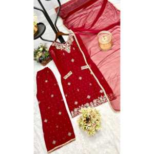 Top de fiesta para mujer de diseñador-Conjunto Plazzo y Dupatta - Product Image 6