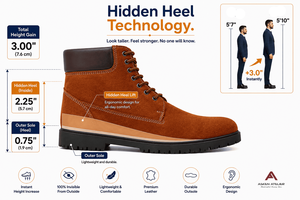 Bottes montantes en daim pour homme avec talon dissimulé, à lacets, chaussures de travail à bout rond, pour l'extérieur et décontractées - Product Image 2