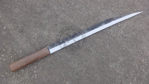 Couteau Seax Viking long en acier à haute teneur en carbone forgé à la main, lame de 21 pouces, manche en bois, finition polie, couteau sax médiéval de collection - Product Image 3