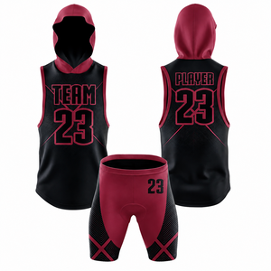 Uniforme de football américain 7v7 personnalisé OEM, imprimé par sublimation, respirant, à séchage rapide, en polyester/coton, sans manches, avec capuche, pour l'entraînement - Product Image 3
