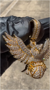 จี้รูปนกฮาวก์/นกอินทรี ชุบทอง ประดับเพชรโมอิสซาไนต์เต็มตัว เงินแท้ 925 สำหรับผู้ชายและผู้หญิง สไตล์ฮิปฮอป - Product Image 2