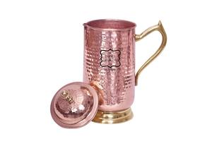 Nueva llegada para la venta caliente de Amazon jarra de cobre martillada de 1,6 litros con tapa para agua potable directa - Product Image 2