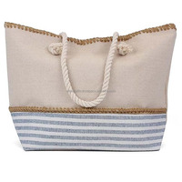 Sac fourre-tout de plage en jute personnalisé Fouta avec doublure en toile conçue différemment à double poignée pour l'extérieur-Fabriqué en Inde