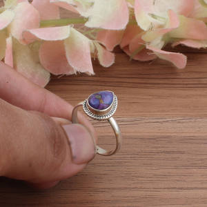 Wholesale Handmade Purple Copper <b>Turquoise</b> <b>Ring</b> 925 Sterling Silver Classic Party Jewelry Genuine Purple Stone Women - Product Image 1