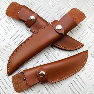 Funda universal de cuero de vaca duradero para cuchillo recto, funda de cuero para cuchillo de caza de hoja fija de acero de Damasco, madera, multi OEM - Product Image 5