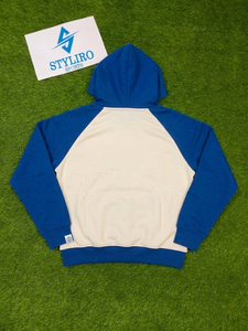 เสื้อฮู้ดดี้โอเวอร์ไซส์สีน้ำเงินขาวสไตล์สปอร์ตสำหรับผู้ชาย ยี่ห้อ Styliro ผ้าเฟรนช์เทอร์รี่ ล้างสีแบบแอซิดวอช สวมใส่สบาย เหมาะสำหรับฤดูหนาว - Product Image 3