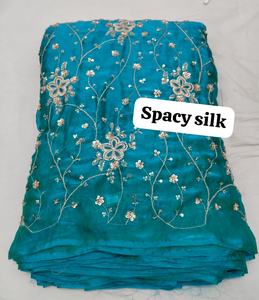 Tela de seda premium con bordado de diseñador, material para vestidos bordados para ropa de mujer, proveedor mayorista. - Product Image 1