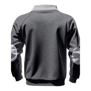 Sweat-shirt en molleton gris pour homme, col montant, manches raglan, poche, coupe décontractée, couleur unie, tricoté, automne - Product Image 5