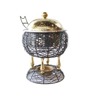 Modern Silver Sphere Casserole Premium Food Warmers Stainless Steel <b>Buffet</b> <b>Server</b> with Gold Arched Architectural Base - Product Image 1