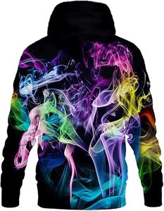 Sudadera con Capucha para Hombre, Estampado 3D de Humo Colorido, Corte Regular, Estilo Informal para Otoño, Sublimada, Tejido de Poliéster - Product Image 6