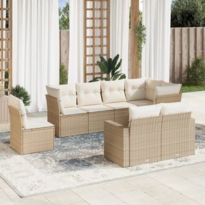 Ensemble de canapés de jardin 8 pièces en rotin PE beige et acier thermolaqué – Mobilier d'extérieur élégant - Product Image 1