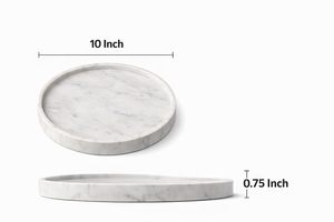 Plateau de service rond en marbre blanc fait main, plateau décoratif pour coiffeuse, centre de table basse, organisateur de comptoir de cuisine - Product Image 6