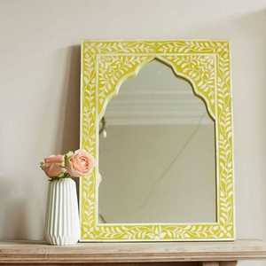 Artisan Arched Bone Inlay Wall Mirror Handcrafted Floral Pattern <b>Arch</b> Mirror <b>Frame</b> Luxury Entryway Vanity Mirror from india - Product Image 2
