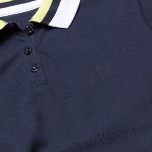 Polo pour femme de qualité supérieure, bleu marine, manches courtes, couleur unie, tricoté, 100% polyester, respirant, coupe décontractée - Product Image 2