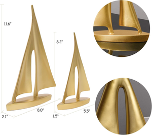 Modern Sailboat Sculpture <b>Decorative</b> Home Accent for Living Room Office <b>Table</b> Shelf Display and Coastal Theme <b>Decoration</b> - Product Image 2