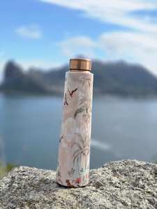 Bohemian Pattern Eco-Friendly Copper <b>Water</b> <b>Bottle</b> with Wooden Lid <b>1L</b> Large Capacity Handmade Modern Design for Travel - Product Image 4