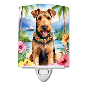 UL-Certified Compact 6x4x3 Multicolor Ceramic Night Light NEW Airedale Terrier Luau for Bedroom Hallway Kitchen <b>Storage</b> <b>Baskets</b> - Product Image 1