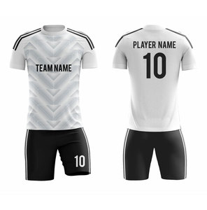 Custom Sublimated Soccer Jersey Men's White Geometric Pattern Short Sleeve Breathable <b>Athletic</b> Fit Team Uniform - Product Image 1