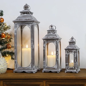 Juego de Faroles Rústicos de Hierro con Velas sin Llama para Decoración Navideña del Hogar - Product Image 5