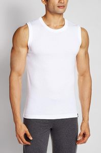 เสื้อกล้ามออกกำลังกายสำหรับเพาะกาย เสื้อกีฬาขายส่งจากอินเดีย ราคาดีที่สุด เสื้อกล้ามผู้ชายผ้าฝ้ายแท้สีขาว ไร้ตะเข็บ สำหรับออกกำลังกายและฟิตเนส - Product Image 2