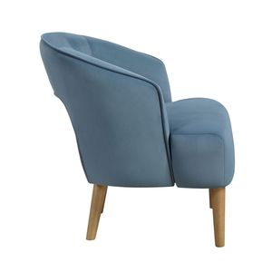 Sedia da soggiorno contemporanea di lusso 1 pezzo seduta in velluto blu peluche con gambe in legno massello stile unico accento mobili - Product Image 5