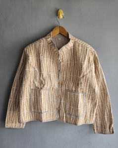 Chaqueta de estar por casa para mujer, 100% algodón, cuello mandarín, manga larga, estampada, informal, para primavera, tela suave tejida, diseño con botones. - Product Image 1