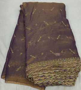 Sari Lehenga de Diseñador con Bordado Floral de Lentejuelas de Seda Mose, Tejido 100% de Tela de Seda, Revestimiento de PA, Punto de Trama de Peso Medio - Product Image 6
