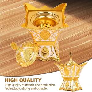 Brûleur d'encens arabe élégant pour bois d'oud avec finition raffinée pour parfumer le salon et le bureau - Product Image 3