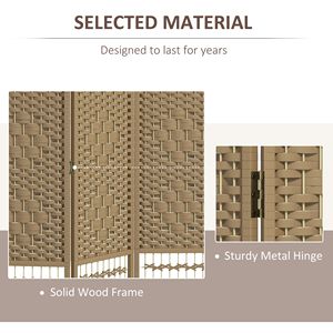 Divisorio Pieghevole a 3 Pannelli Fatto a Mano, Schermo Portatile per la Privacy con Design a Onde in Fibra, per Casa e Ufficio, Stile Naturale Tradizionale - Product Image 5