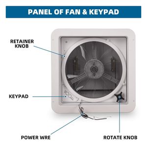 Ventilador de Techo para RV de 14 Pulgadas con Luz LED, 4 Velocidades, Reversible, Ventilador de Extracción de 12V, Bajo Ruido, Protección UV, Apertura Manual para Autocaravanas - Product Image 2
