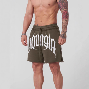 Shorts vintage noirs en coton pour homme, sportifs et décontractés, avec logo imprimé sur le devant, taille élastique respirante, séchage rapide, coupe épaisse, vêtements personnalisés - Product Image 3