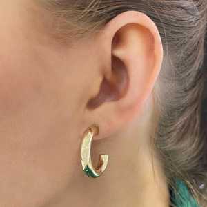 Pendientes de Aro Abiertos Gruesos de 5mm de Grosor, 15mm y 30mm, Acabado Pulido Brillante, Cierre a Presión, Joyería Fina al por Mayor, Oro Sólido de 14k y 18K - Product Image 2